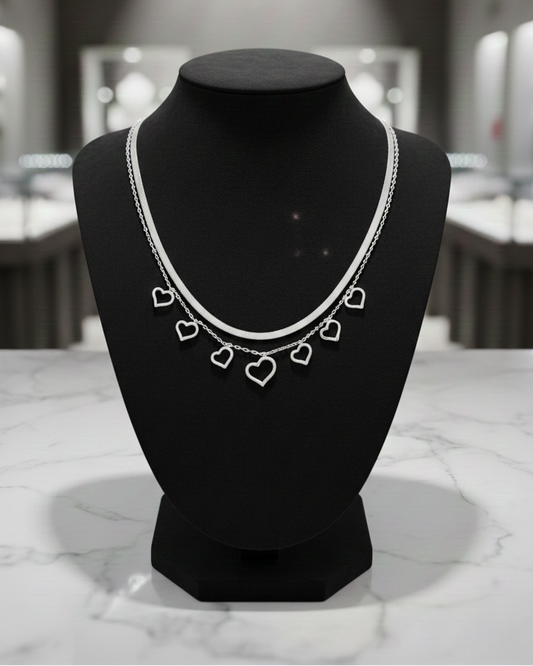 Chunky Heart Ketting Zilver