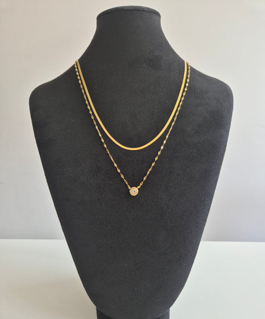 Dubbele ketting met kristal