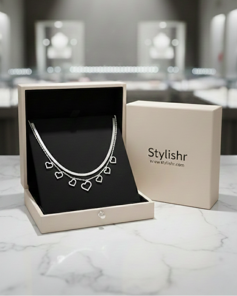 Chunky Heart Ketting Zilver