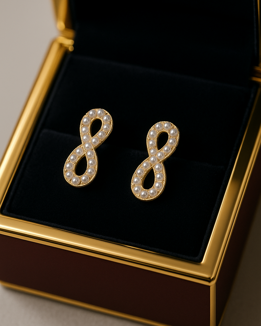 Infinity Oorbellen met Parelaccent