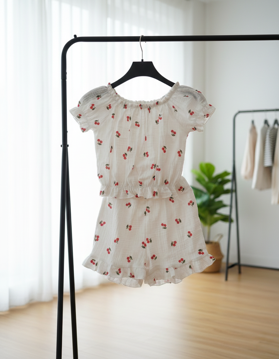 Meisjes Zomerset – Kersenprint Top en Short