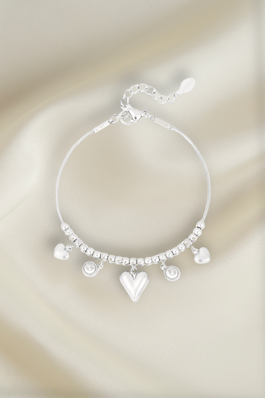 Gleaming Heart Armband Zilver
