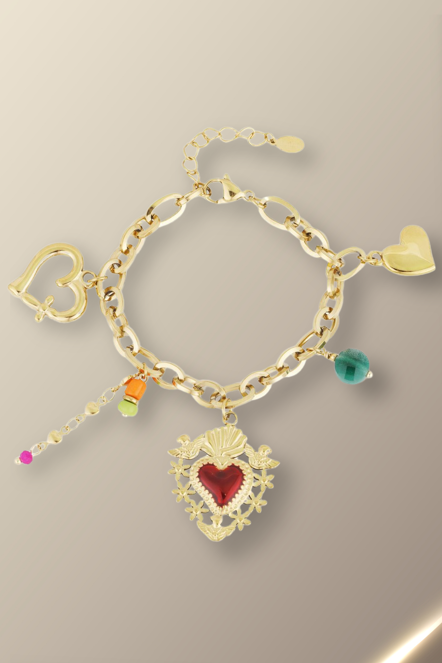 Milagros Heart Armband met Bedels