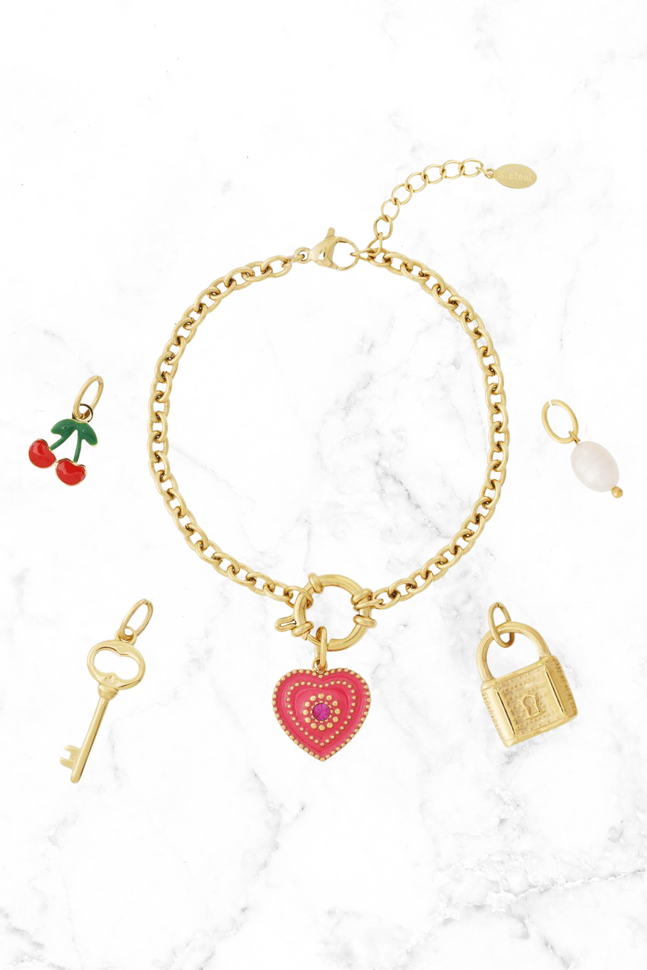 Heart DIY Armband met Bedels