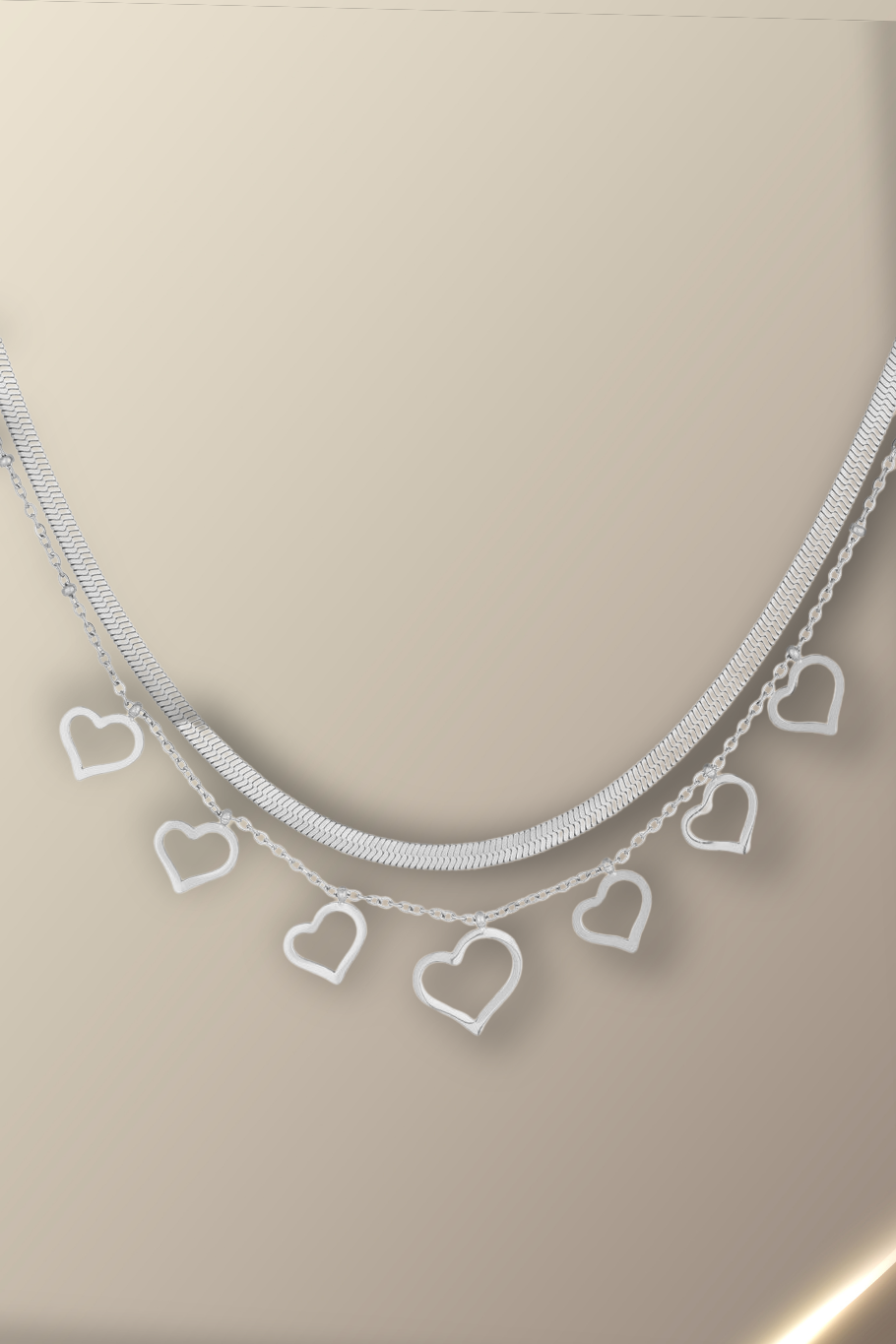 Chunky Heart Ketting Zilver
