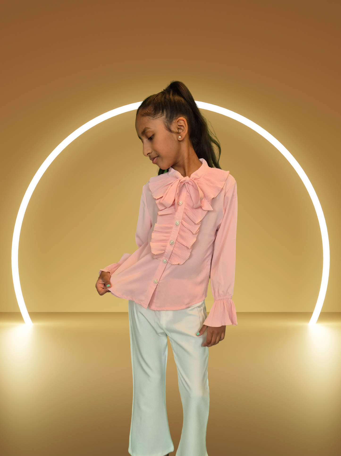 Meisjesblouse met Strik & Ruches