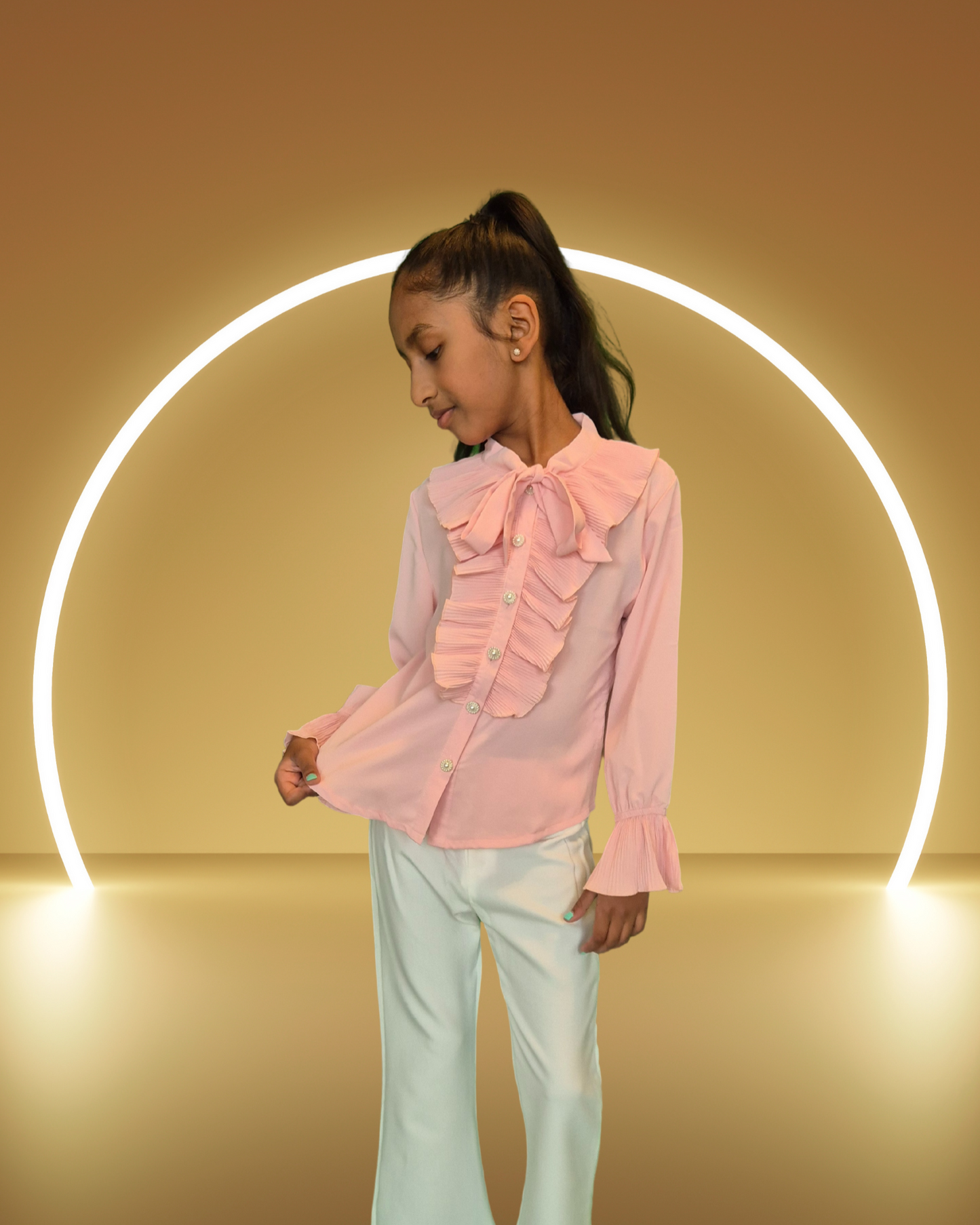 Meisjesblouse met Strik & Ruches