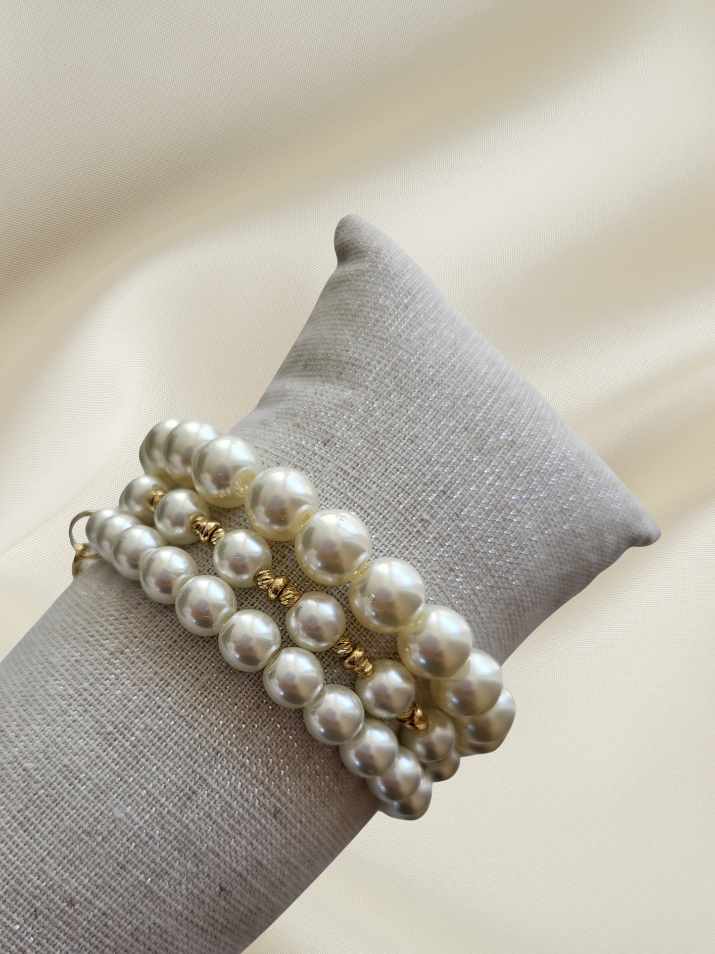 Set van 3 Witte Parelarmbanden
