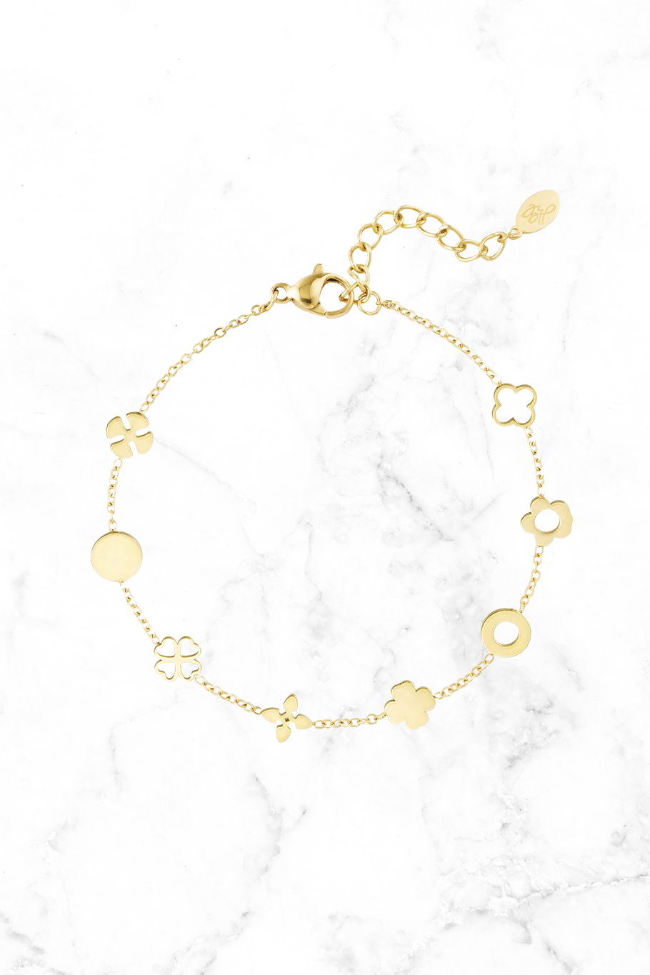 Goudkleurige Bedelarmband met Clover