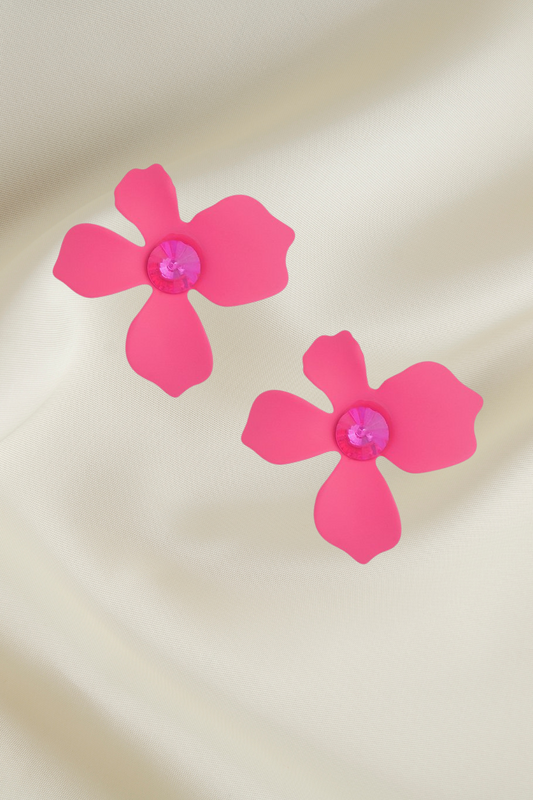 Roze Bloem Oorbellen