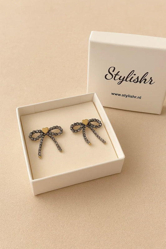Strik Oorbellen Zilver-Goud met Hartje