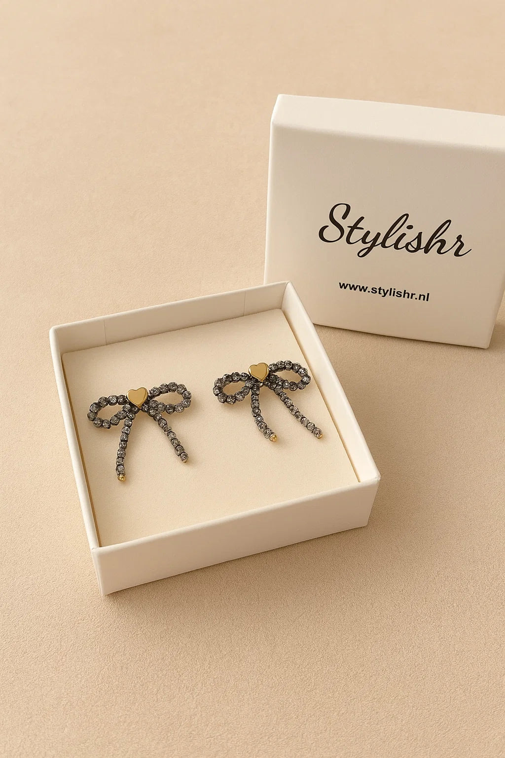 Strik Oorbellen Zilver-Goud met Hartje