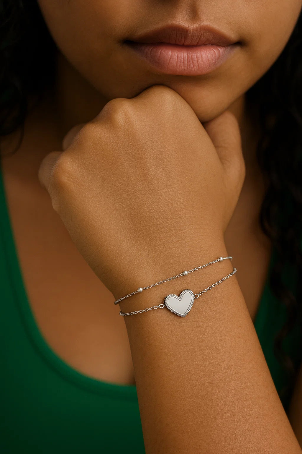 Hart armband dubbel Zilver