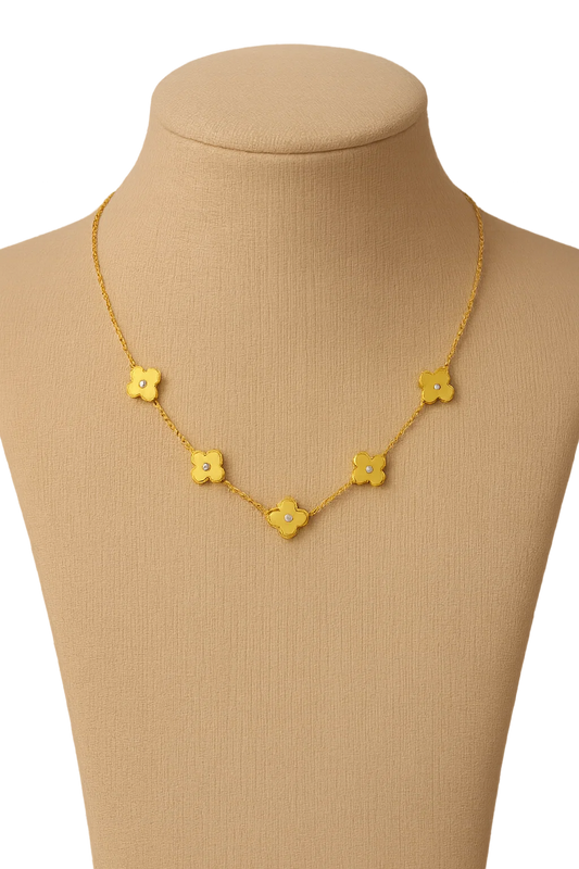 Clover Ketting Met Tsjechisch Kristal