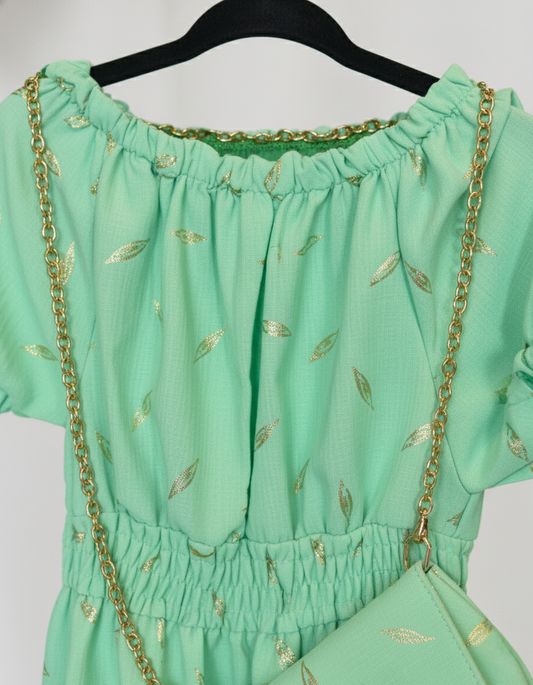 Meisjesjurk met Gouden Details en Schoudertasje