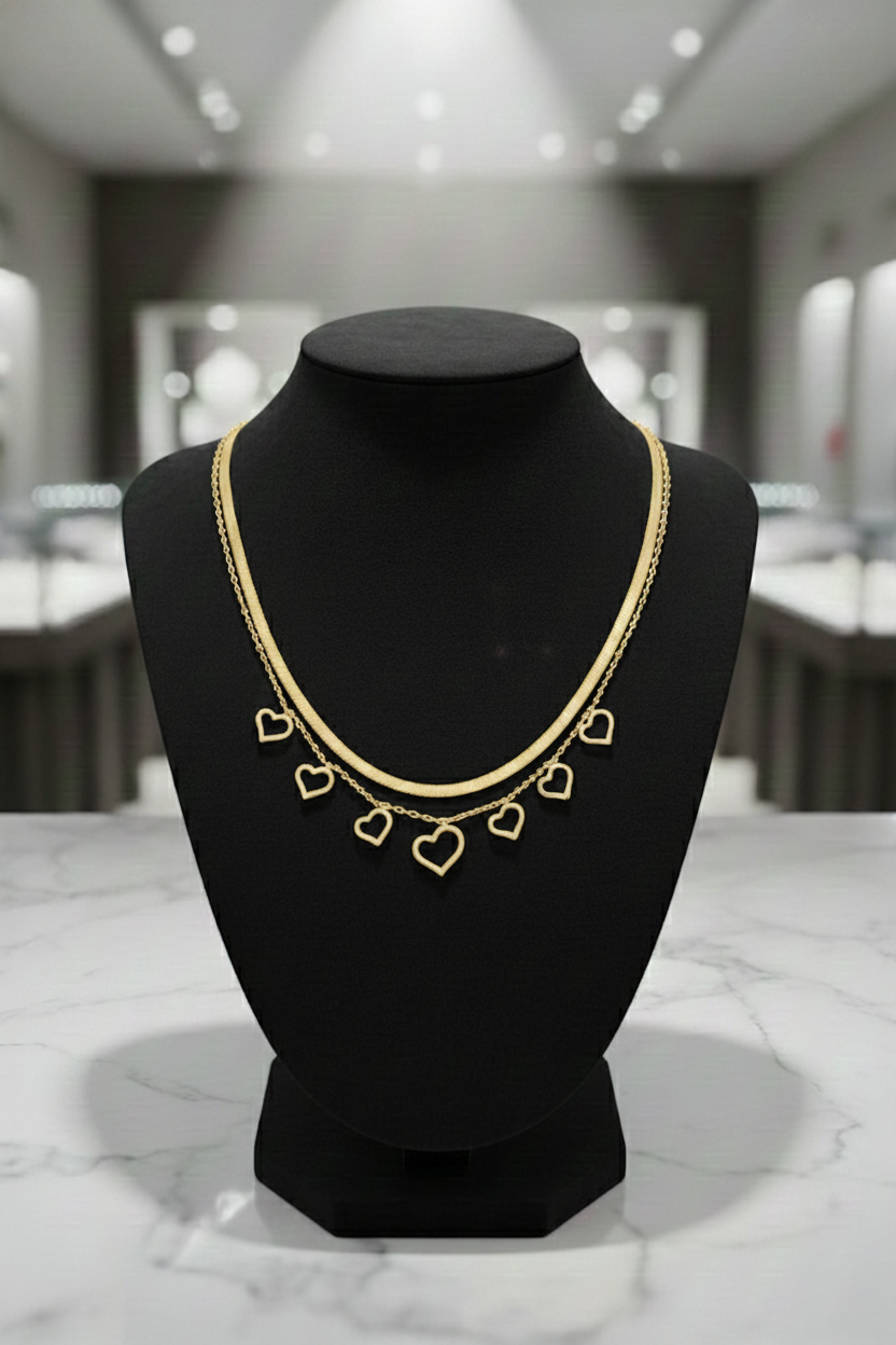 Chunky Heart Ketting Goud