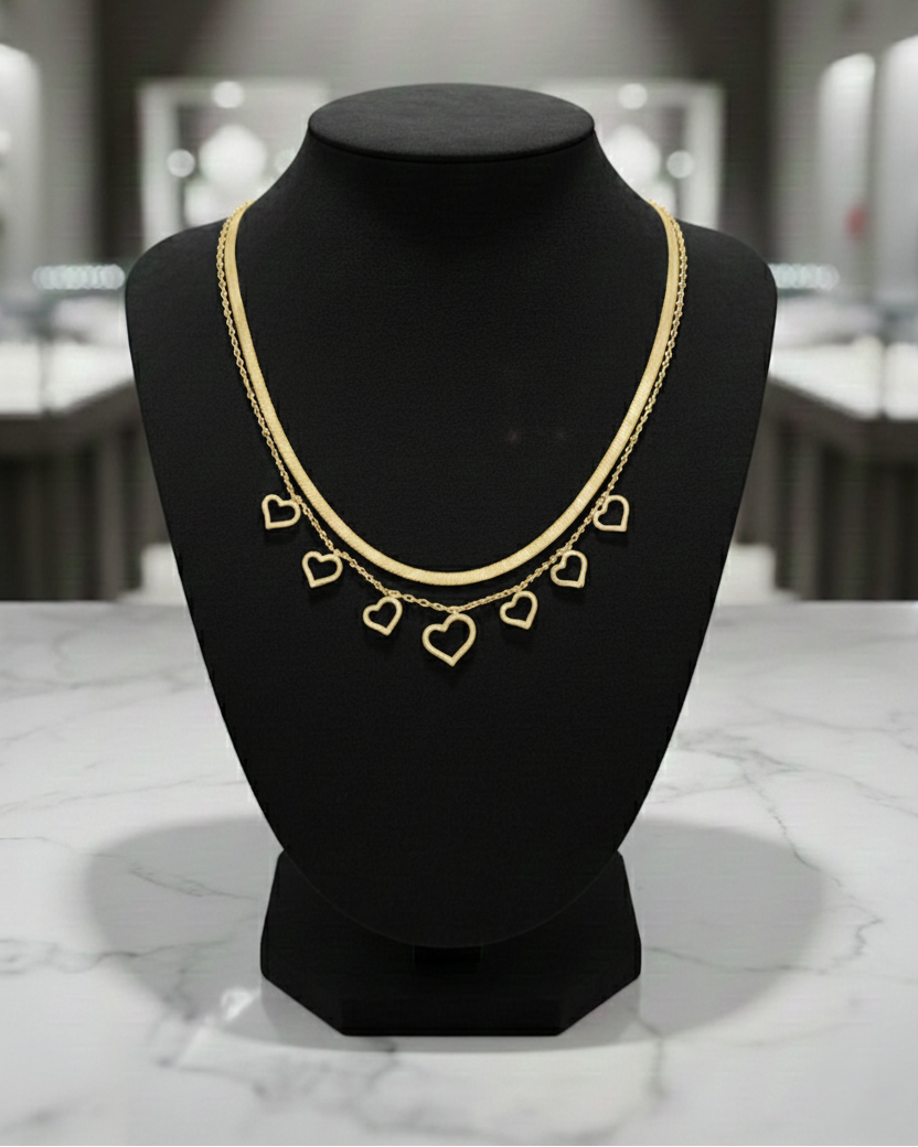 Chunky Heart Ketting Goud