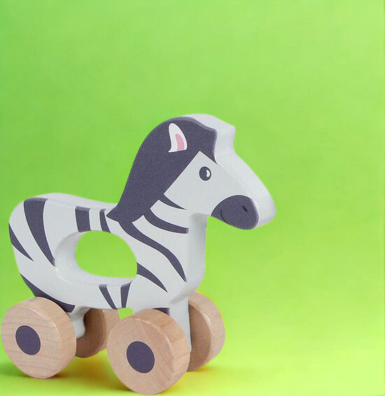 Houten Zebra op Wielen