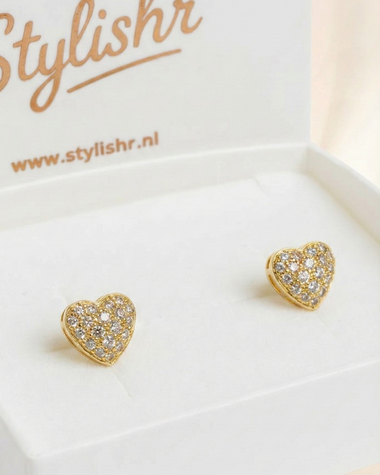 Gold Plated Hart Oorbellen