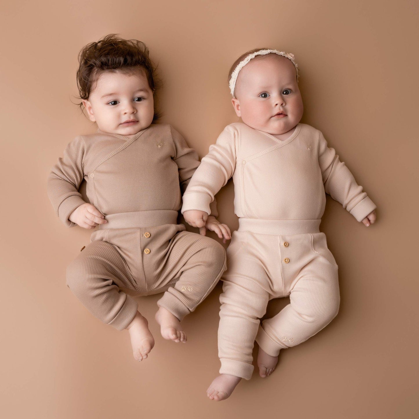 Baby Ribbroek Taupe - Organic
