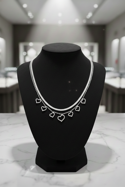 Chunky Heart Ketting Zilver