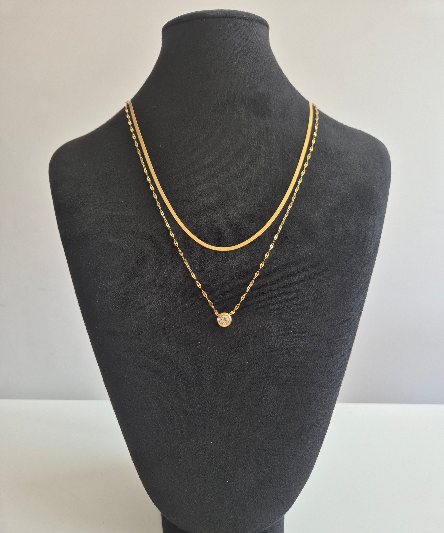 Dubbele ketting met kristal