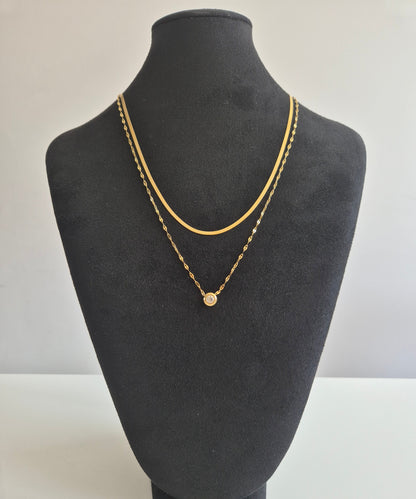 Dubbele ketting met kristal