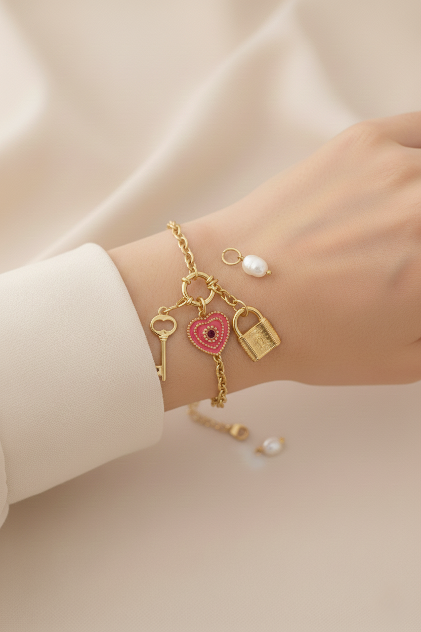 Heart DIY Armband met Bedels