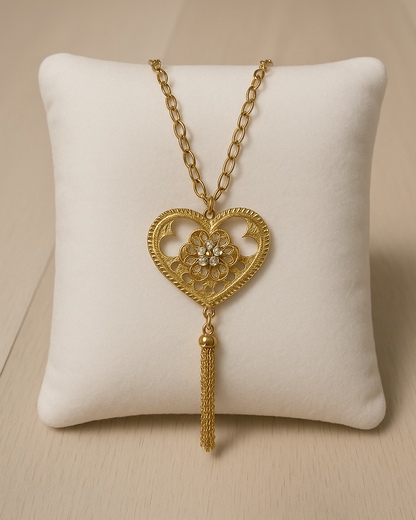 Beige Meisjes Set 3 pcs met Gouden Hart Ketting