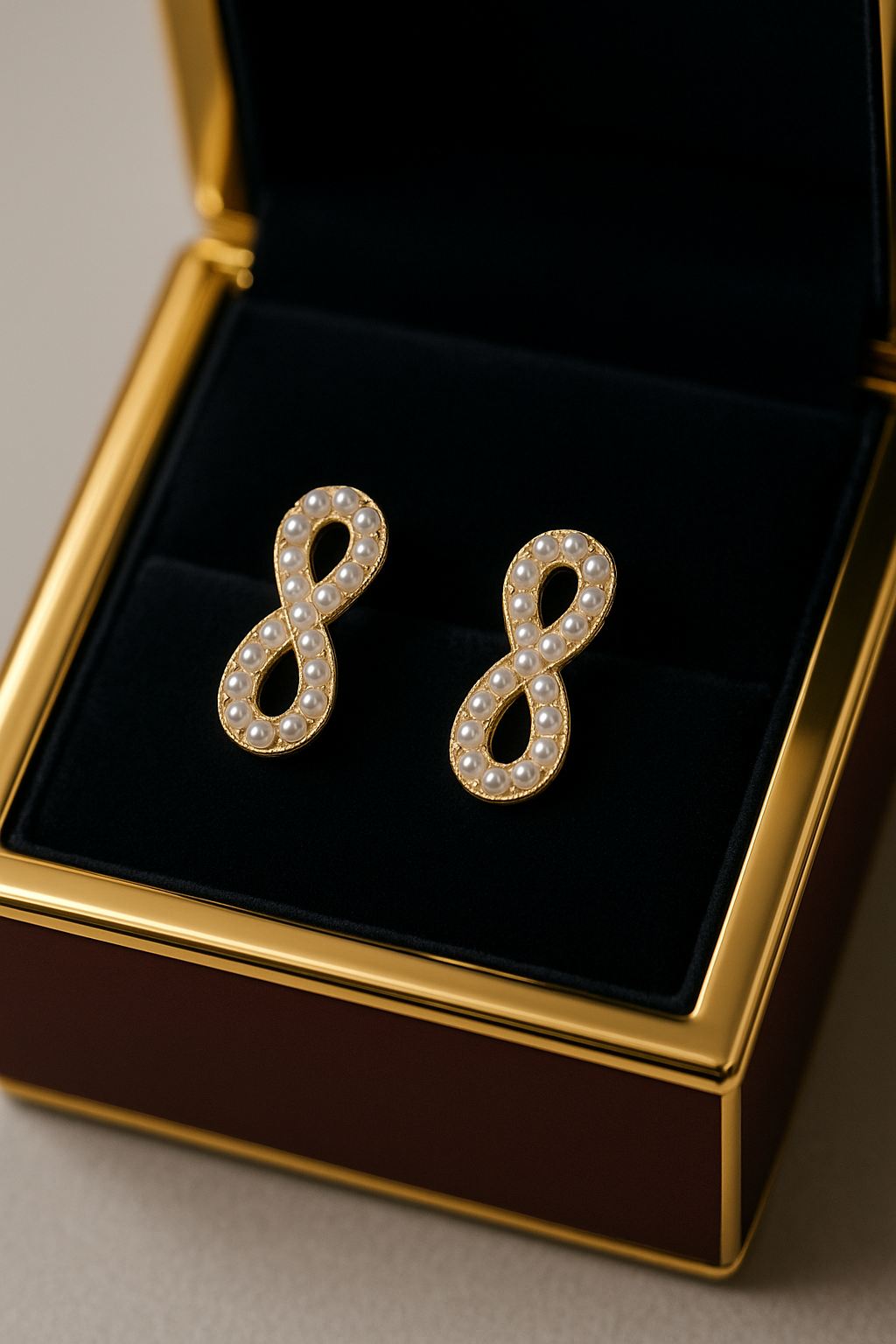 Infinity Oorbellen met Parelaccent