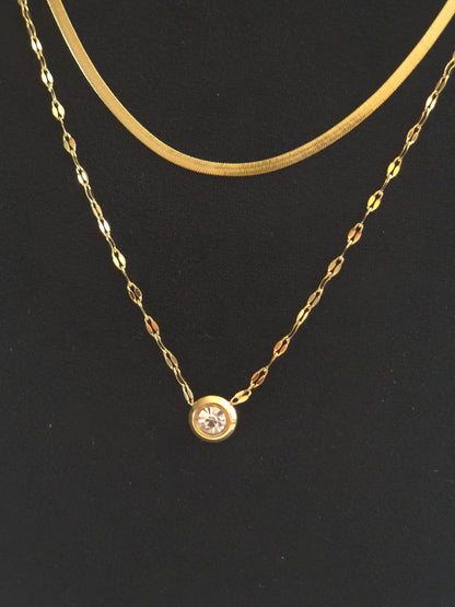 Dubbele ketting met kristal