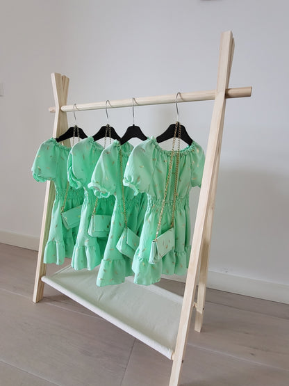 Meisjesjurk met Gouden Details en Schoudertasje