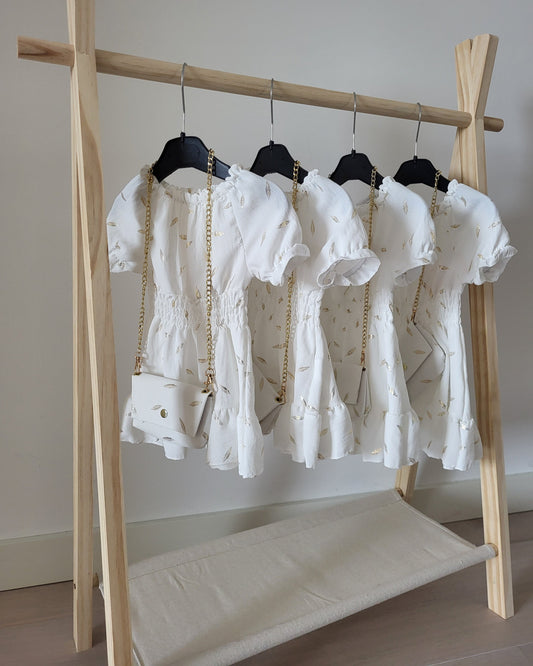 Meisjesjurk met Gouden Details en Schoudertasje