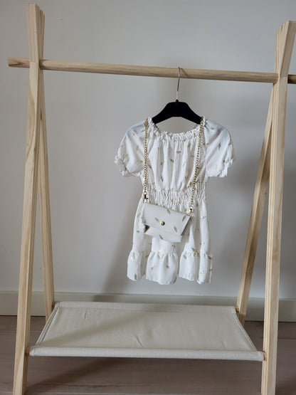 Meisjesjurk met Gouden Details en Schoudertasje