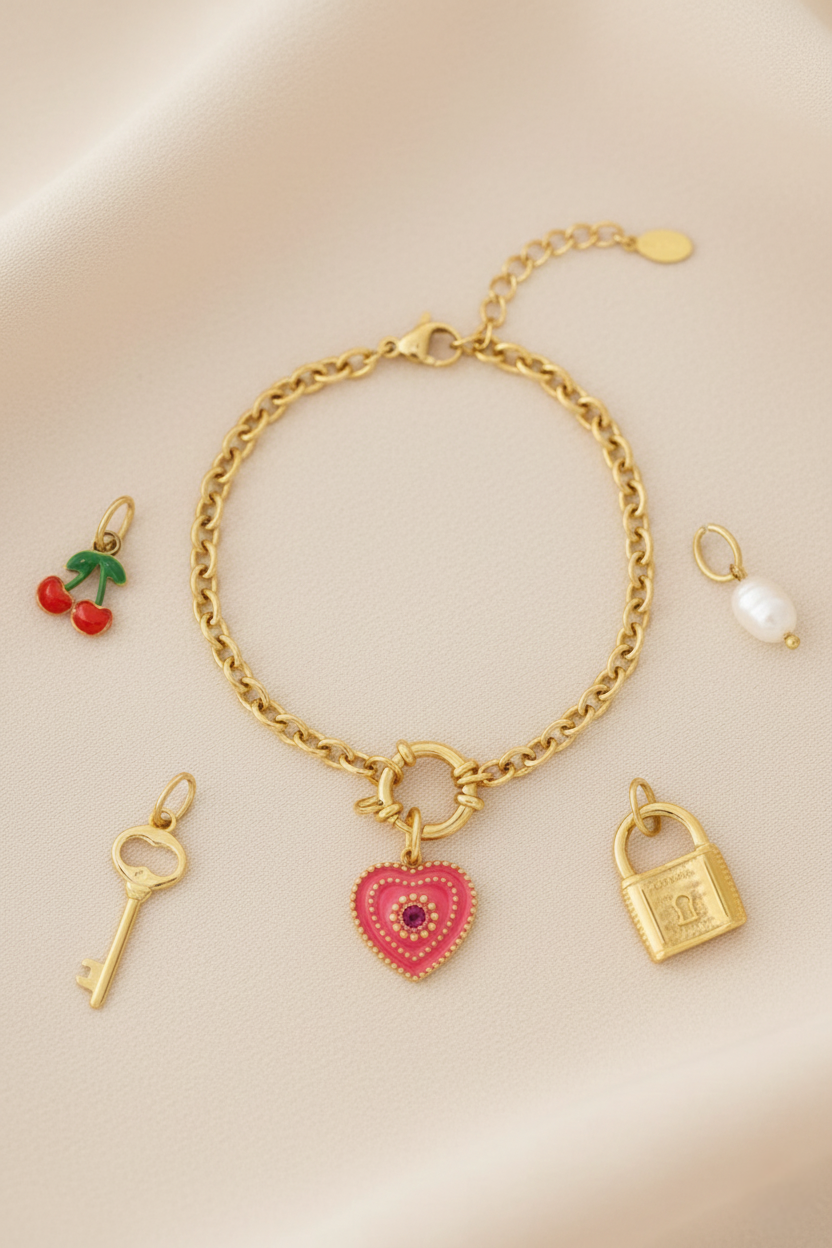 Heart DIY Armband met Bedels