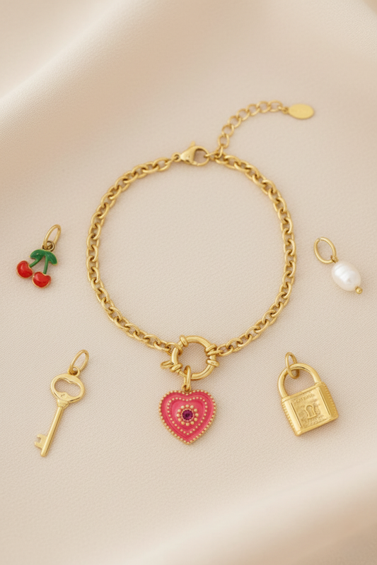 Heart DIY Armband met Bedels