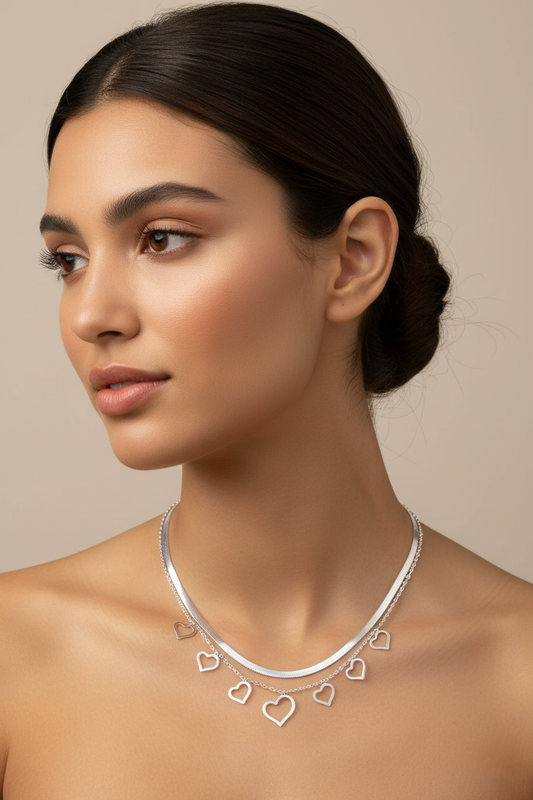 Chunky Heart Ketting Zilver