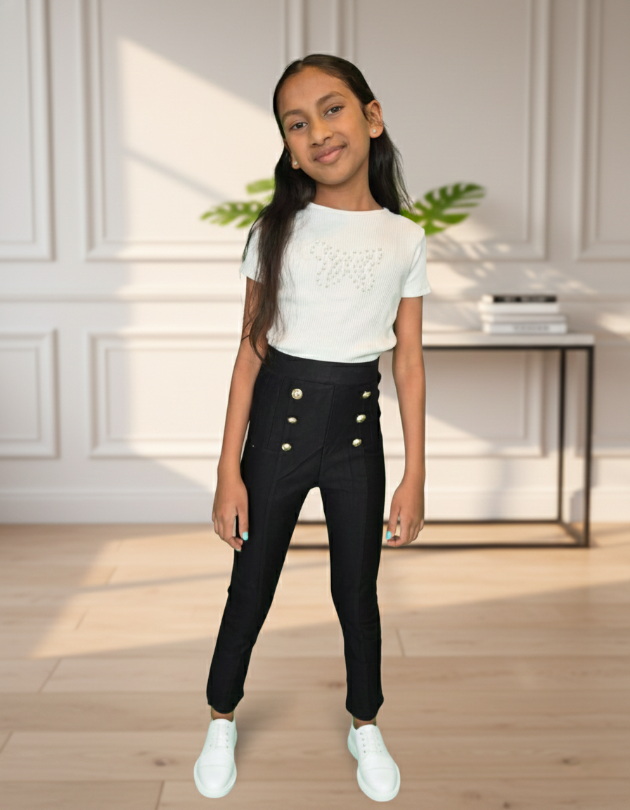 Broek High Waist Gouden Knopen