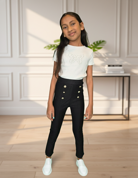 Broek High Waist Gouden Knopen