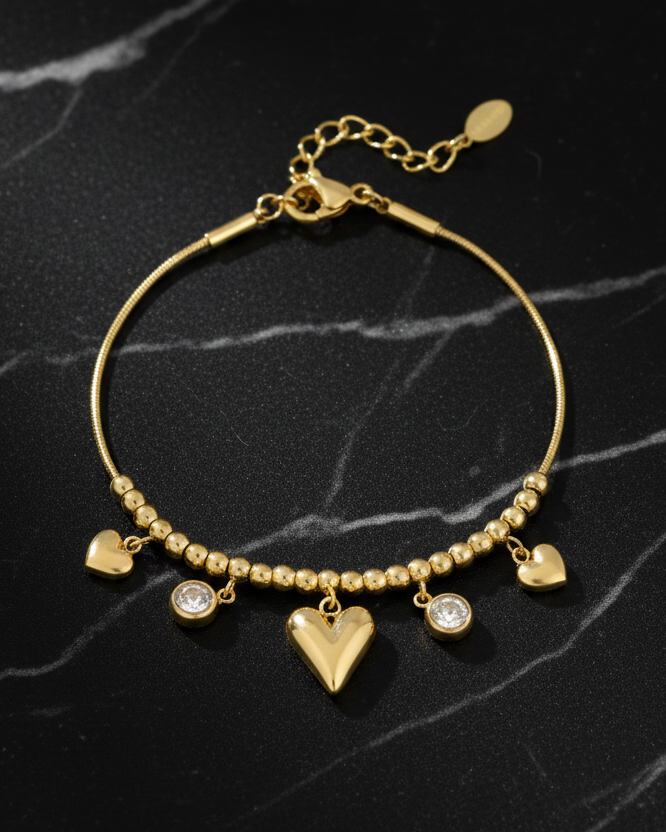 Gleaming Heart Armband Goud