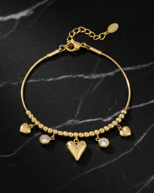 Gleaming Heart Armband Goud