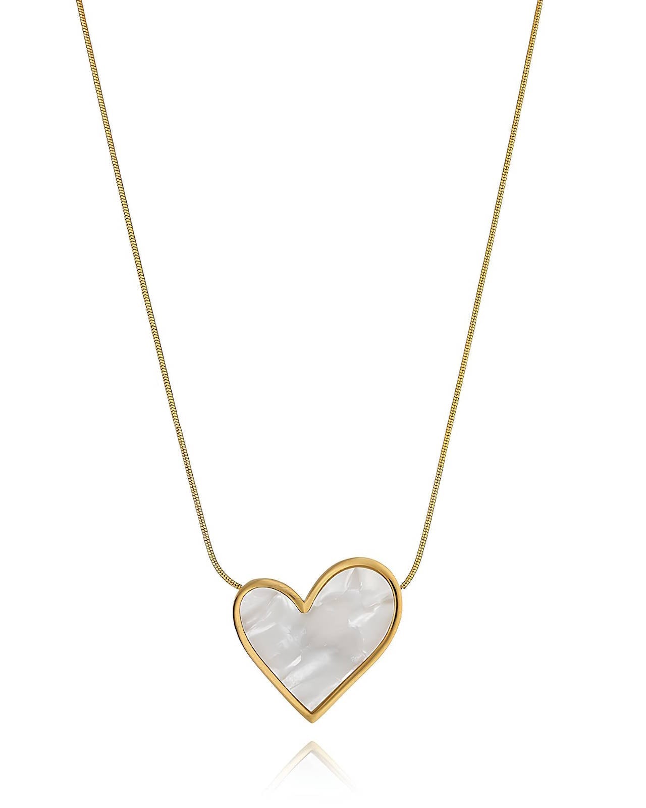 Gouden Hart Ketting met Parelmoer Look