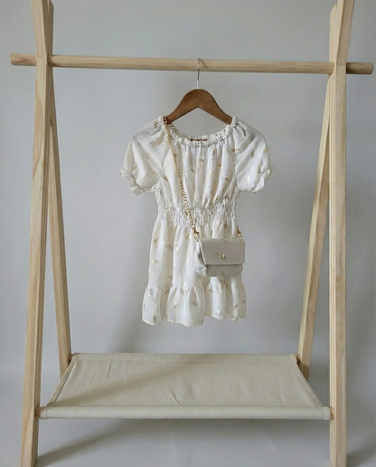 Meisjesjurk met Gouden Details en Schoudertasje