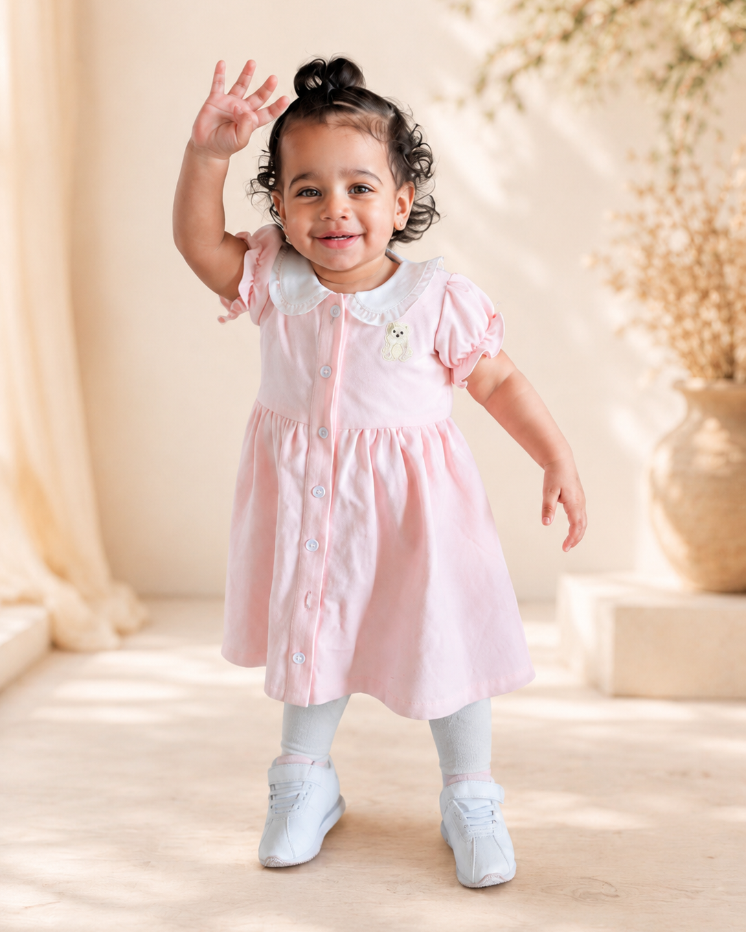 Roze teddy jurk waving