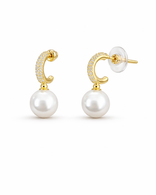 Goudkleurige Oorbellen met Shell Pearl