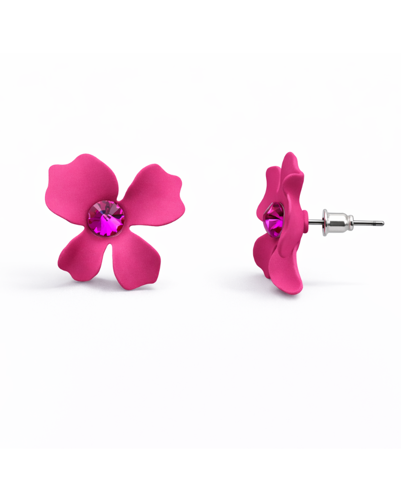 Roze Bloem Oorbellen