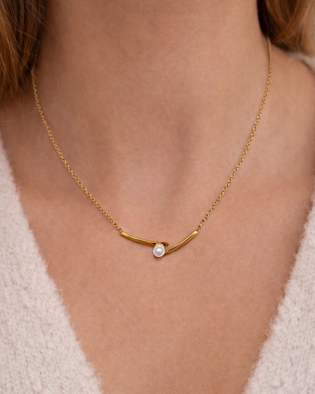 Minimalistische Gouden Ketting met Parel
