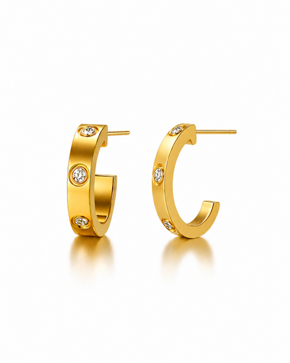 Gouden Creool Oorbellen met Zirkonia 