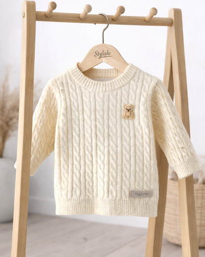 Gebreide Baby Set Beer Crème van Katoen