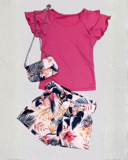 3-delig Bloemenprint set met tasje